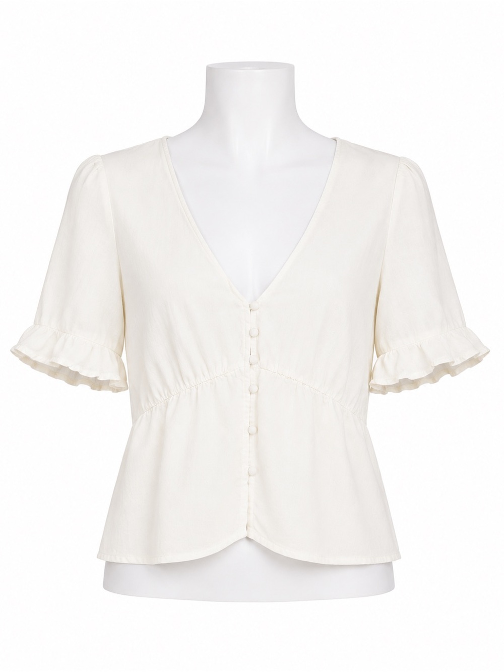 Size 4 Madewell Women’s White Linen Blend Button Front Peplum Blouse